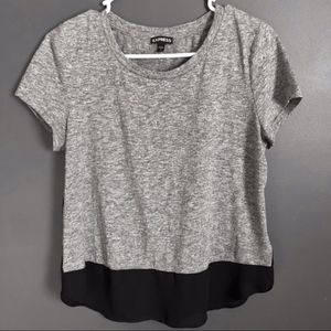 EXPRESS Grey & Sheer Black Short-Sleeve T-Shirt